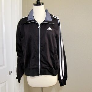 adidas Black Zip Up with White Stripes Activewear